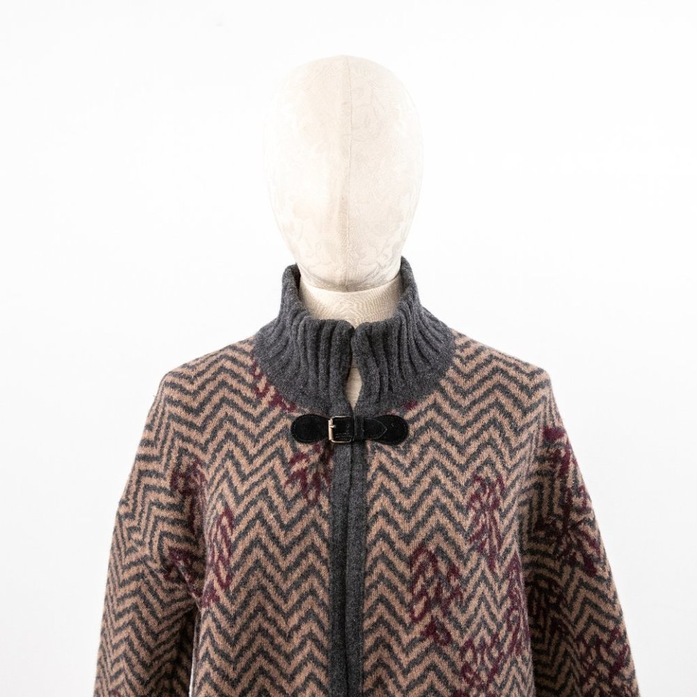 Vintage 70s S Italian Wool Print Sweater Jacket - Picture 8 of 13
